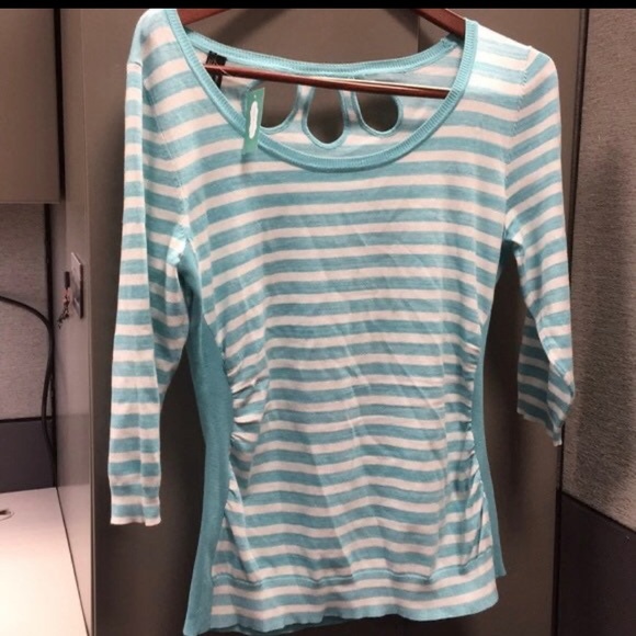 NWT Maurices XL Teal / White Striped Knit Sweater - Picture 2 of 5